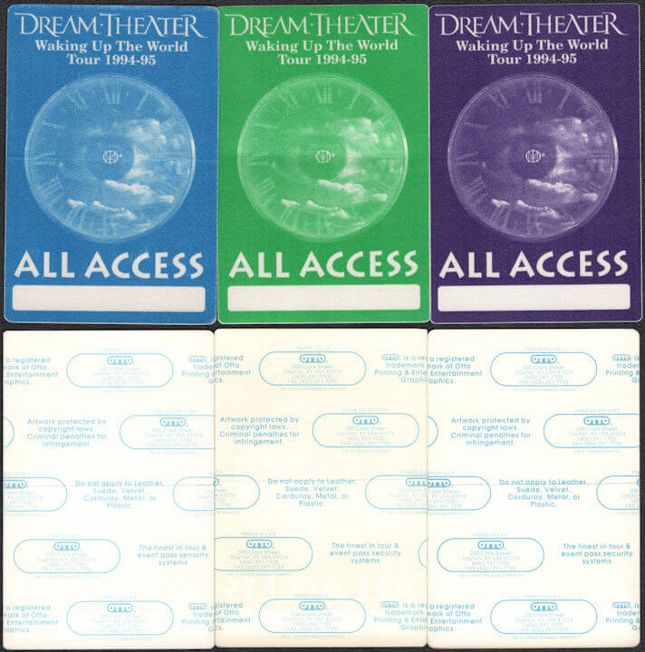 ##MUSICBP0860 - Group of 3 Different Cloth All Access Dream Theater Backstage Passes from the 1994/95 Waking Up the World Tour