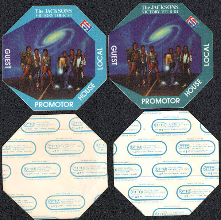 ##MUSICBP0110 - Pair of Different Colored The Jacksons (Michael Jackson) Cloth  OTTO Backstage Passes from the 1984 Victory Tour