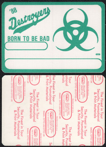 ##MUSICBP2215 - George Thorogood Cloth OTTO Backstage Pass from the 1988 Born to Be Bad Tour
