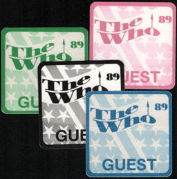 ##MUSICBP0200 - Group of 4 The Who OTTO Cloth Guest Backstage Passes from the 1989 The Kids are Alright Tour