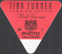 ##MUSICBP0729 - Rare Tina Turner OTTO Cloth Backstage Photo Pass from the 1990 Foreign Affair Tour