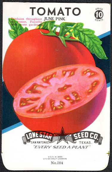 #CE081 - June Pink Tomato Lone Star 10¢ Seed Pack - As Low As 50¢ each