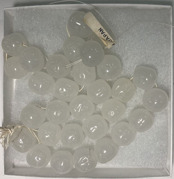 #BEADS0964 - Strand of 25+ Large Dimpled Cherry Brand Glass 14mm Translucent Ice Colored Beads