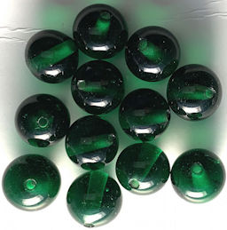 #BEADS0920 - 34+ Large Cherry Brand 14mm Transparent Emerald Green Glass Beads