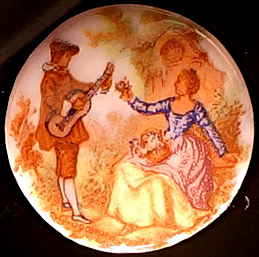 #BEADS0741 - West German Glass Cameo with Troubadour and Lady - As low as $1 each