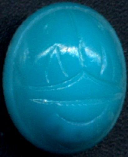 #BEADS0830 - Turquoise Scarab (Egyptian Beetle) Glass Cabochon - U. S. Zone Germany