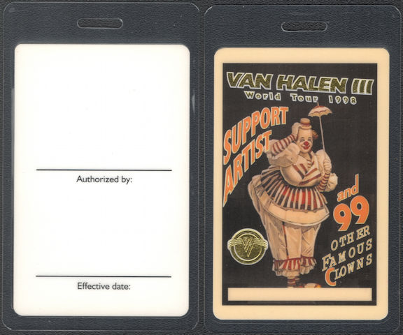 ##MUSICBP0808 - Scarce Van Halen OTTO Laminated Support Artist Backstage Pass from the 1998 Van Halen III World Tour