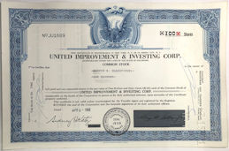 #ZZStock101 - United Improvement & Investing Corp. Stock Certificate