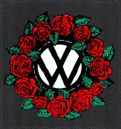 ##MUSICGD2028 - Grateful Dead Car Window Tour Sticker/Decal - Rose Wreath Surrounding the VW (Volkswagen) symbol