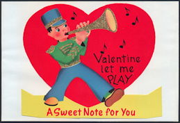 #HH202 - Large Diecut Standup Glitter Valentine with Bugle Boy - Original Envelope