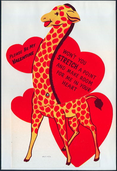 #HH205 - Huge Diecut Mechanical Valentine with Giraffe - Original Envelope