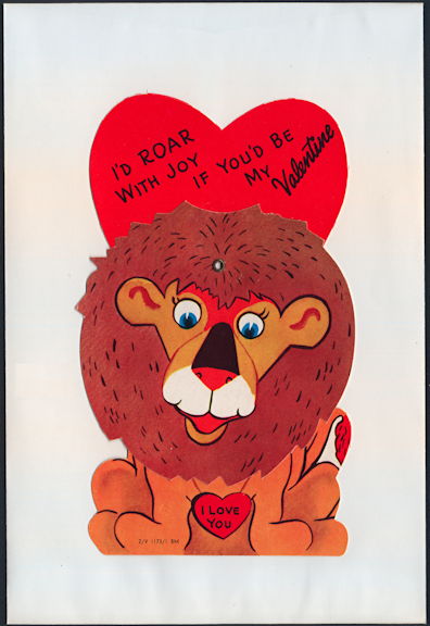 #HH203 - Large Diecut Mechanical Valentine with Lion - Original Envelope