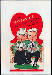 #HH208 - Large Diecut Mechanical Valentine with Old Time Couple - Original Envelope