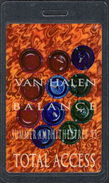 ##MUSICBP0353  - 1995 Van Halen Laminated Total Access Backstage Pass from the Balance Summer Tour