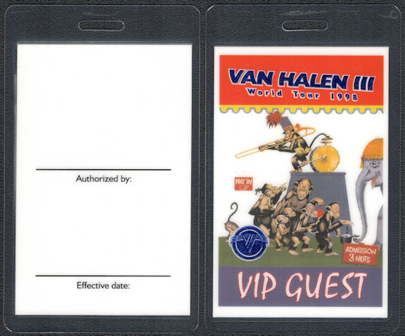 ##MUSICBP0809 - Scarce Van Halen OTTO Laminated VIP Guest Backstage Pass from the 1998 Van Halen III World Tour