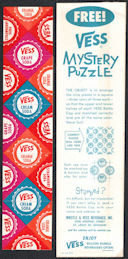 #SOZ038 -  Group of 3 Vess Soda Mystery Bottle Cap Puzzle Giveaways