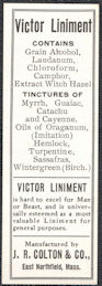 #ZBOT225 - Victor Liniment Bottle Label - Contained Opium, Chloroform, and Alcohol