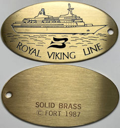 #BGTransport155 - Large 1987 Solid Brass Key Fob from the Royal Viking Cruise Line - As low as $1 each