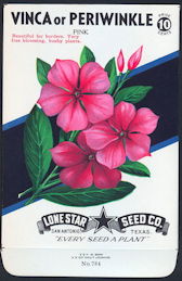 #CE039 - Brilliantly Colored Pink Periwinkle (Vinca) Lone Star 10¢ Seed Pack - As Low As 50¢ each