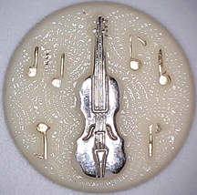 #BEADS0470 - Embossed 18mm Glass Cabochon/Cameo with Musical Notes and a Violin - As low as 40¢ each