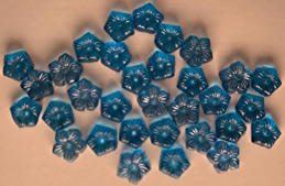 #BEADS1100 - Group 40 Transparent Blue Glass Czech Sew-On Beads - Embossed Flower