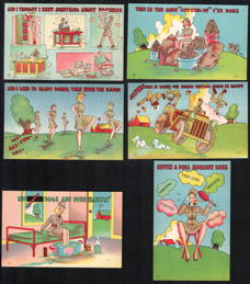 #UPaper236 - Group of 6 Different WAC Comic Postcards from WWII