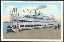 #UPaper127 - Unused Steamboat Postcard - Excursion Steamer Washington on MIssissippi River - Quincy, IL