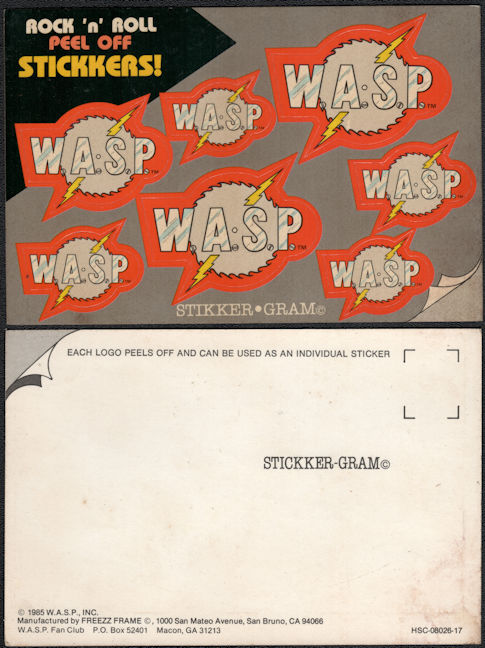 ##MUSICBQ0230 - W.A.S.P.  Stickker-Gram Postcard