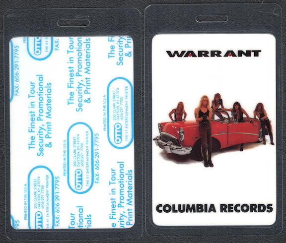 ##MUSICBP0697 - Warrant Columbia Record Company OTTO Laminated Backstage Pass from the 1990 Cherry Pie Tour