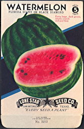 #CE085 - Brilliantly Colored Black Diamond Watermelon Lone Star 5¢ Seed Pack - As Low As 50¢ each