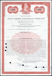 #ZZStock104 - West Shore Railroad Company Bond Certificate