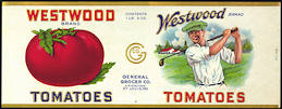 #ZLCA198 - Rare Westwood Tomatoes Can Label - Golfer