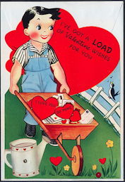 #HH188.5 - Large Diecut Mechanical Valentine with Boy and Wheelbarrow with Envelope