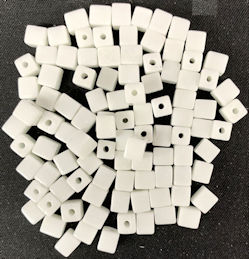 #BEADS1043 - Group of 100 6mm Square White Glass Czech Cube Beads