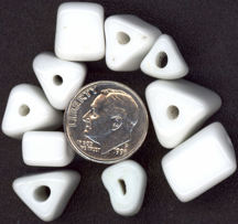 #BEADS0359 - Group of 10 Large White Triangle Beads - Venetian Trade Beads