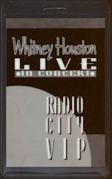 ##MUSICBP0397 - Whitney Houston Laminated Backstage VIP Pass from Radio City on the Bodyguard Tour