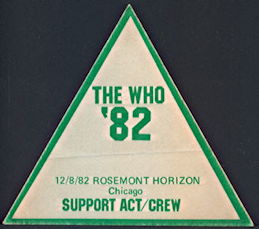 ##MUSICBP0318  - 1982 The Who Support Act/Crew OTTO Backstage Pass from One of Several Cities