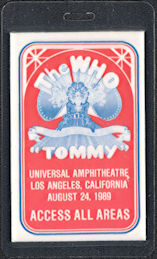 ##MUSICBP0597  - Laminated 1989 The Who Tommy Access All Areas OTTO Laminated Backstage Pass