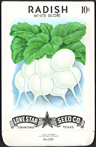 #CE074.1 - White Globe Radish Lone Star 10¢ Seed Pack - As Low As 50¢