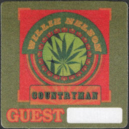 ##MUSICBP0598 - Rare Willie Nelson OTTO Cloth Guest Backstage Pass from the Countryman Tour in 2005 - Pot Leaf