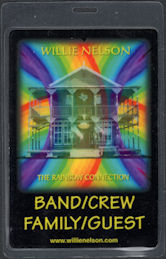 ##MUSICBP0637  - Uncommon Oversized Willie Nelson OTTO Laminated Backstage Pass from The Rainbow Connection Tour