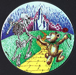 ##MUSICGD2000 - Grateful Dead Car Window Tour Sticker/Decal - Bear and Skeleton on the Yellow Brick Road