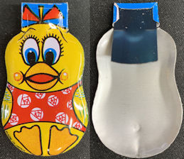 #TY918 - Lithographed Tin Duck Clicker - Japan - Yellow Version