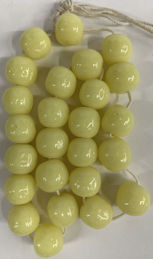 #BEADS0886 - Strand of 22 plus Large Cherry Brand Glass 12mm Yellow Baroque (Dimpled) Glass Beads