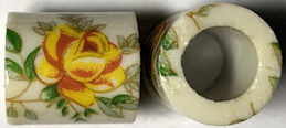 #BEADS0348 - Group of 4 Yellow Rose Design 18mm Japanese Ceramic Big Hole Beads