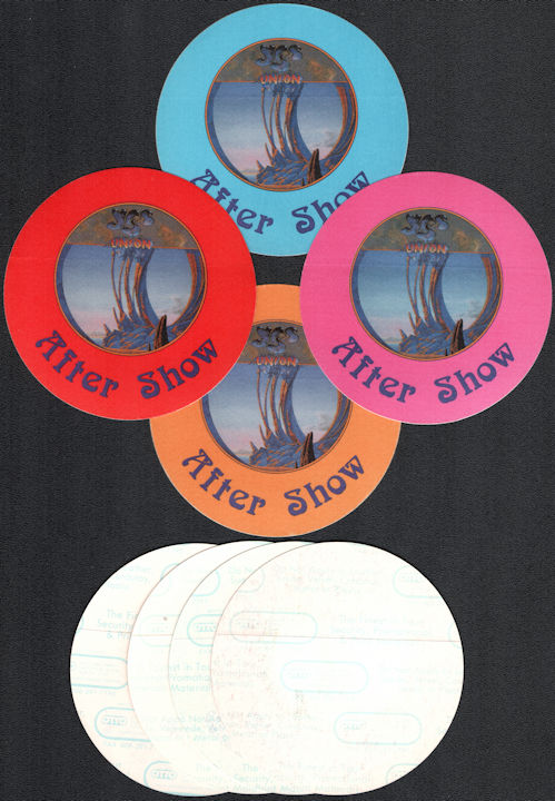 ##MUSICBP0723  - Group of 4 Different Colored YES OTTO Cloth Backstage Passes from the 1991 Union Tour