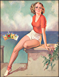 #MS309 - Large "Accent on Youth" Pinup Advertising Calendar for Cigarette Brands - Signed Bradshaw Crandell