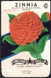 #CE048 - Lilliput/Double Dwarf Orange Zinnia Lone Star 10¢ Seed Pack - As Low As 50¢ each