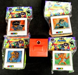 CH736 - Group of 4 Different Los Caballeros Del Zodiaco (TV Anime Series) Mechanical Mini TV Viewers in Original Packaging