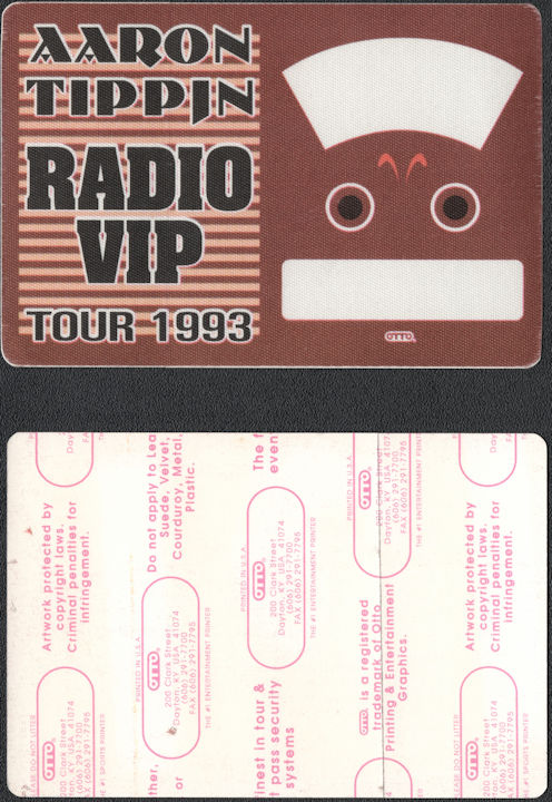 ##MUSICBP0931 - Aaron Tippin OTTO VIP Cloth Radio Pass from the 1993 Call of the Wild Tour